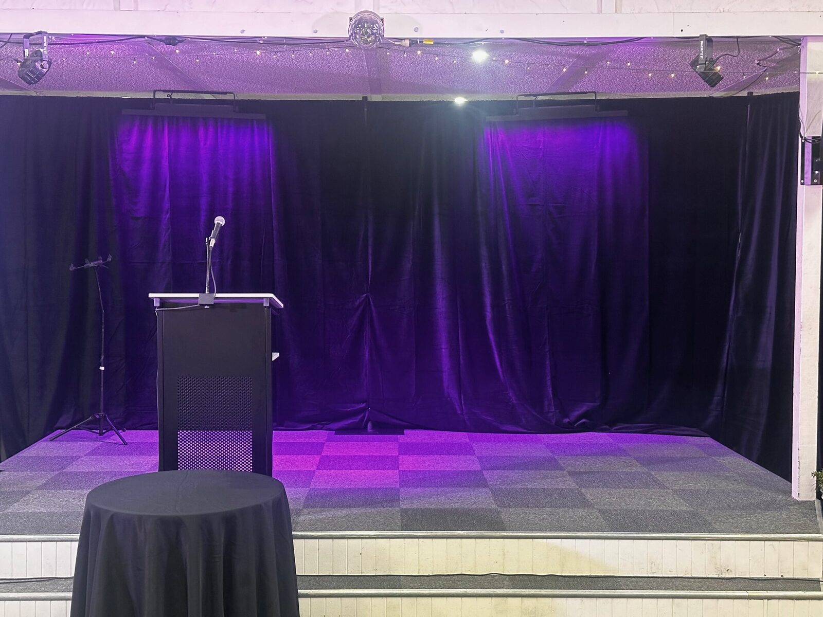 The event stage set up for a function at Oasis Camp
